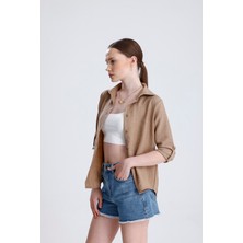 Sienza | Kadın Oversize Basic Gömlek - Rahat Kalıp, Düğmeli Uzun Kollu Günlük Gömlek