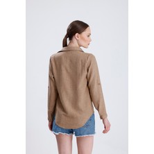 Sienza | Kadın Oversize Basic Gömlek - Rahat Kalıp, Düğmeli Uzun Kollu Günlük Gömlek