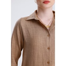 Sienza | Kadın Oversize Basic Gömlek - Rahat Kalıp, Düğmeli Uzun Kollu Günlük Gömlek