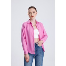 Sienza | Kadın Oversize Basic Gömlek - Rahat Kalıp, Düğmeli Uzun Kollu Günlük Gömlek