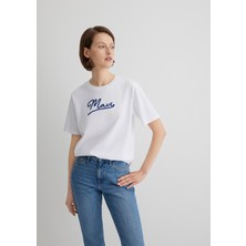 Mavi Mavi Nakışlı Beyaz Tişört 1612421-620