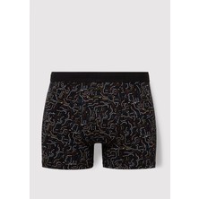 Mavi Baskılı Siyah Boxer 0910451-900
