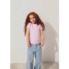 Mavi Fitilli Pembe Basic Tişört 7610260-86953