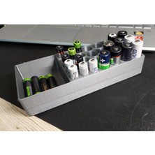 Talaşoğlu PETG Akü Pil Düzenleyici Standı – Masaüstü Pil Organizer Kutusu