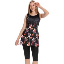 Sıfır Kol Taytlı Yarı Kapalı Mayo 162-01 Siyah