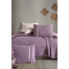 Butik Tek Kişilik Püsküllü Pike Takımı Bohamline V7 Lila