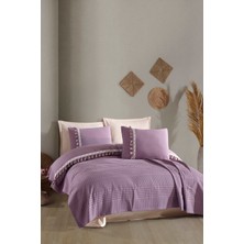 Butik Tek Kişilik Püsküllü Pike Takımı Bohamline V7 Lila