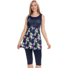 Sıfır Kol Taytlı Yarı Kapalı Mayo 162-02 Lacivert