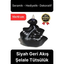 Özel Tasarım Seramik Siyah Geri Akış Şelale Tütsülük Buhardanlık Dekoratif El Yapımı Hediyelik Biblo