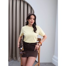 Esra Helvacı Likralı Bisiklet Yaka T-Shirt