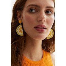 El Yapımı Boncuklu Limon Küpe