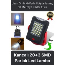 Premium Kancalı Asılabilir Mıknatıslı Pilli Beyaz Işık 50 Metre Mesafeli 20+3 Smd Parlak LED Lamba