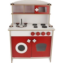 Toysilla Montessori Ahşap Küçük Çocuk Oyun Mutfağı - Kırmızı - T1003