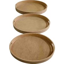 Mdf 3'lü Oval Tepsi Seti