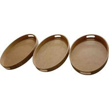 Mdf 3'lü Oval Tepsi Seti