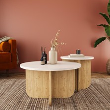 Bimossa Beca O0040 Orta Sehpa 56 cm Kumtaşı Üst-Meşe Ayak