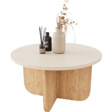 Bimossa Beca O0040 Orta Sehpa 56 cm Kumtaşı Üst-Meşe Ayak