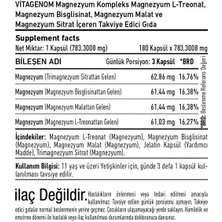 Vitagenom Magnezyum Kompleks 246,77 Mg 180 Kapsül