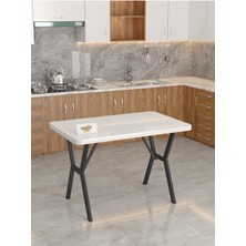 Azra 70 x 110 cm  Beyaz Mutfak Masası, Mutfak Masası Takımı, Yemek Masası, 4 Açık Gri Sandalye