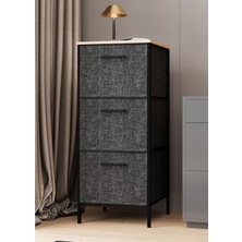 3 Çekmeceli Çok Amaçlı Dolap Büyük Boy Komodin Sehpa Füme 1617