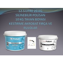Polisan Primera Silinebilir Boya 15 LT(20KG)+POLISAN Ultra TAVAN10 Kg+Fırça Rulo