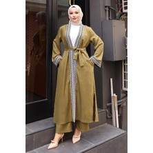 Etnik Desenli Kimono Takım Haki 19251