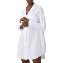 Classic Cotton Nightshirt %100 Pamuklu Beyaz Gecelik