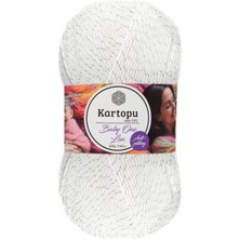 Kartopu Baby One Lux K010-GÜ Gümüş Simli Tüylenmeyen Beyaz Bebek Yünü 100 g Estetik Görünüm Sunar