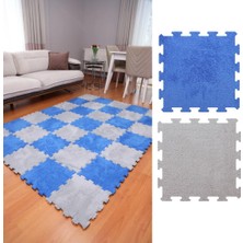 Decozeyn Mavi-Gri Modern Salon-Oturma Odası/Yatak Odası/Mutfak/Antre/Hol/Koridor Halısı/Kreş Halısı Japon Halı/Peluş Halı