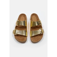 Helosa Altın Hakiki Deri Kadın Terlik