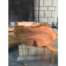 F&S WoodArt 24 x 9 cm Zeytin Ağacı  Kütük Kase Tek Parça El Yapımı Rustik Doğal Kenar