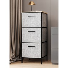 3 Çekmeceli Çok Amaçlı Dolap Büyük Boy Komodin Sehpa Gri 1618