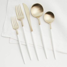 White 20 Parçalı Çatal Bıçak Takımı - Şık Beyaz ve Altın Tasarım