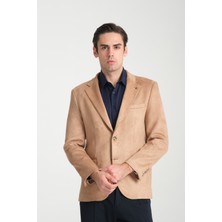 Frappoli Bernando Erkek Tarçın Süet Yaz-Kış 4 Mevsim Slim Fit Spor Blazer Ceket