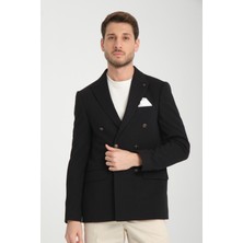 Frappoli Baselna Krv Erkek Kahve Kruvaze 6 Adet Metal Düğmeli 4 Mevsim Spor Blazer Ceket