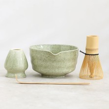 Japon Matcha Çay Seti 4 Parça, Seramik Çay Kasesi, Bambu Çırpıcı, Kepçe, Çırpıcı Standı, 500ML