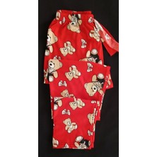 Kırmızı Kumaş Üzerine Ayıcık Desenli Pijama Altı