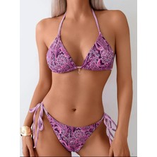 Bikini Takımı, Halter Boyun ve Yan Bağcıklı - Esnek & Rahat, Yüksek Bel Bikini Takımı