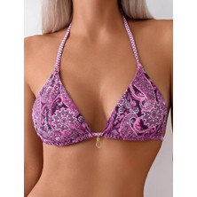 Bikini Takımı, Halter Boyun ve Yan Bağcıklı - Esnek & Rahat, Yüksek Bel Bikini Takımı