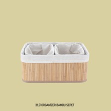 3'lü Bambu Organizer Sepet