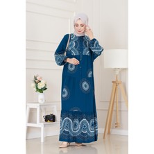 Yarasa Kol Robalı Nare Elbise-Indigo
