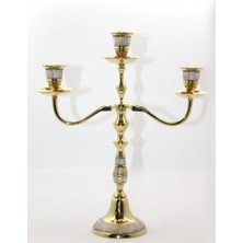 Pirinç Sedefli 3'lü Şamdan Model 2