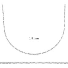 1.8 mm Gümüş Figaro Zincir - 0.50 Mikron