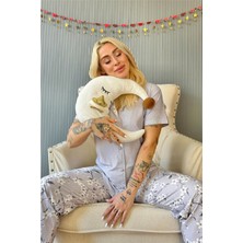 Gri Florado Exclusive Önden Düğmeli Kısa Kollu Kadın Pijama Takımı