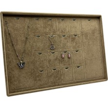 Yerli Üretim Brüksel Model Enine Süet Kumaş Sütlü Kahve Renk Ayaklı 18 Li Ped Takı Sergileme Tablas