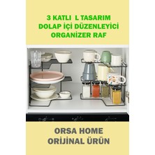 972 Siyah 3 Katlı L Tasarım Dolap Içi Düzenleyici Organizer Raf