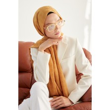 Kadın Tesettür Ipeksi Jakar Kazayağı Desen Şal*camel