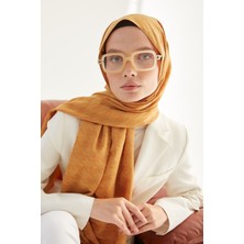 Kadın Tesettür Ipeksi Jakar Kazayağı Desen Şal*camel