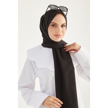 Kadın Tesettür Ipeksi Jakar Kazayağı Desen Şal*siyah