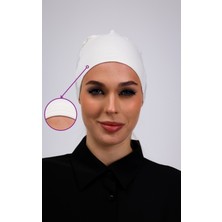 Kaymayan Ekru Bone Silikonlu Kaymaz Dikişsiz Kadın Tesettür Bağlamalı (Kırık Beyaz)